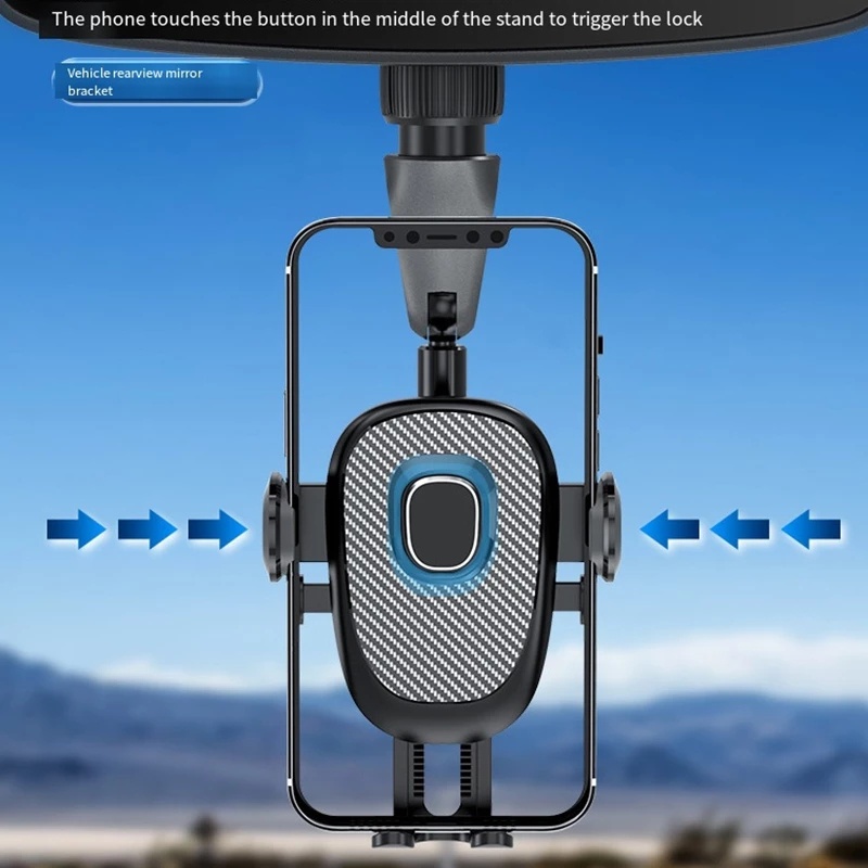 Bracket Dudukan Handphone Gps Multifungsi Rotasi 360 Derajat Untuk Kaca Spion Tengah Mobil