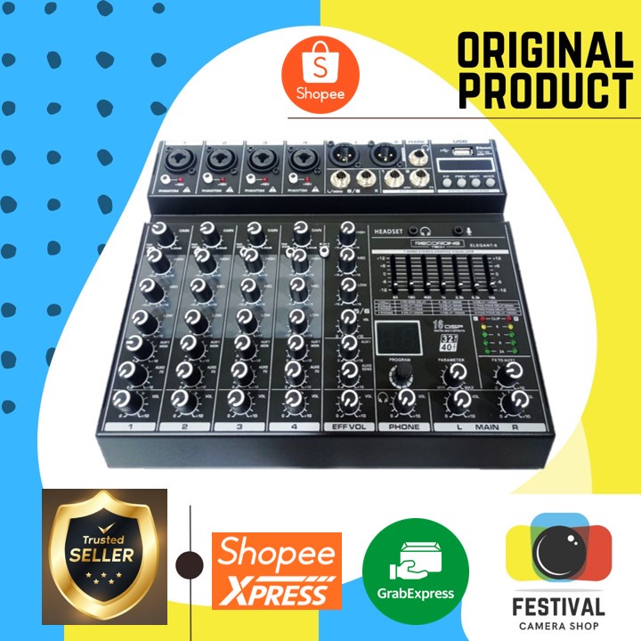 Recording Tech Elegant 6 - Mixer 6 Channel Podcast Recording Karaoke