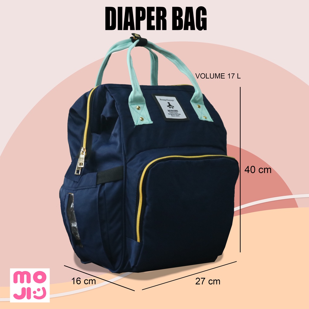 Tas Ransel Diaper Bag MONOBE Bahan Nylon Robin / Tas Bayi Premium