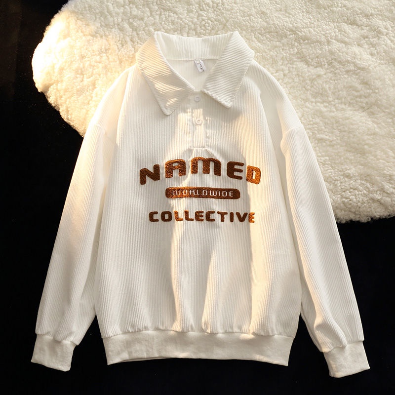 Nico##PoloKemeja Lengan Panjang Sweater Serbaguna Gaya Korea Longgar Top