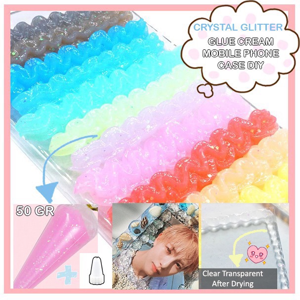 DIY 50gr Deco Whip Cream Sauce Crystal Glitter Bening / Hiasan Case HP Clay Aksesoris HP Casing Mobi