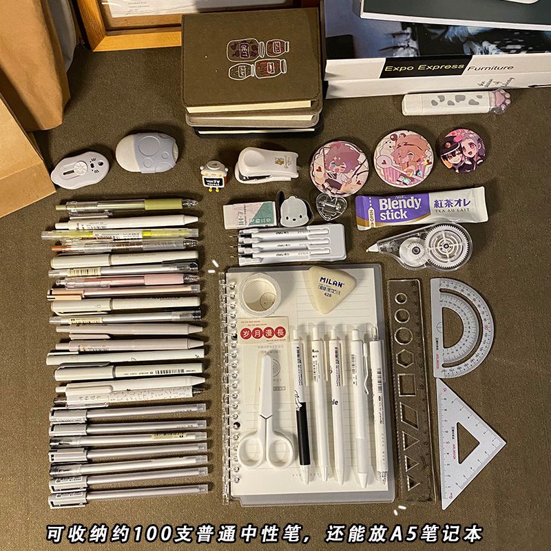 SeraKotak pensil Sera versi Korea gaya niche sederhana kanvas siswa Jepang kapasitas besar kotak penyimpanan fungsional multi-layer bernilai tinggi