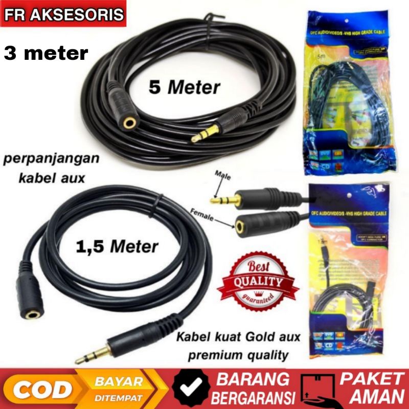 Jual Kabel Aux Mm Male To Female Meter M M Kabel Aux