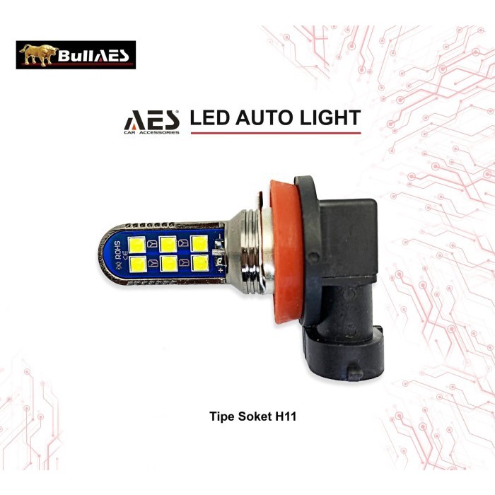 Bohlam LED H11 Merk AES 12 Titik Tipe LED