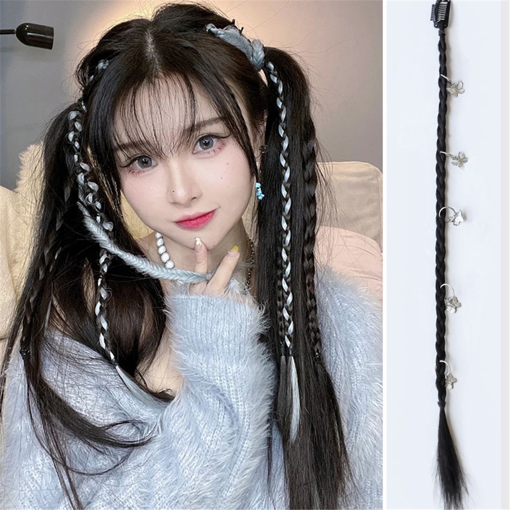 2pcs Y2k Wig Rambut Kepang Kuncir Kuda Bentuk Bintang Untuk Wanita