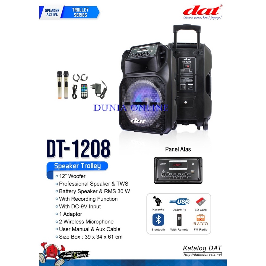 Speaker Portable Meeting DAT DT-1208 / DT1208 Bluetooth Karaoke