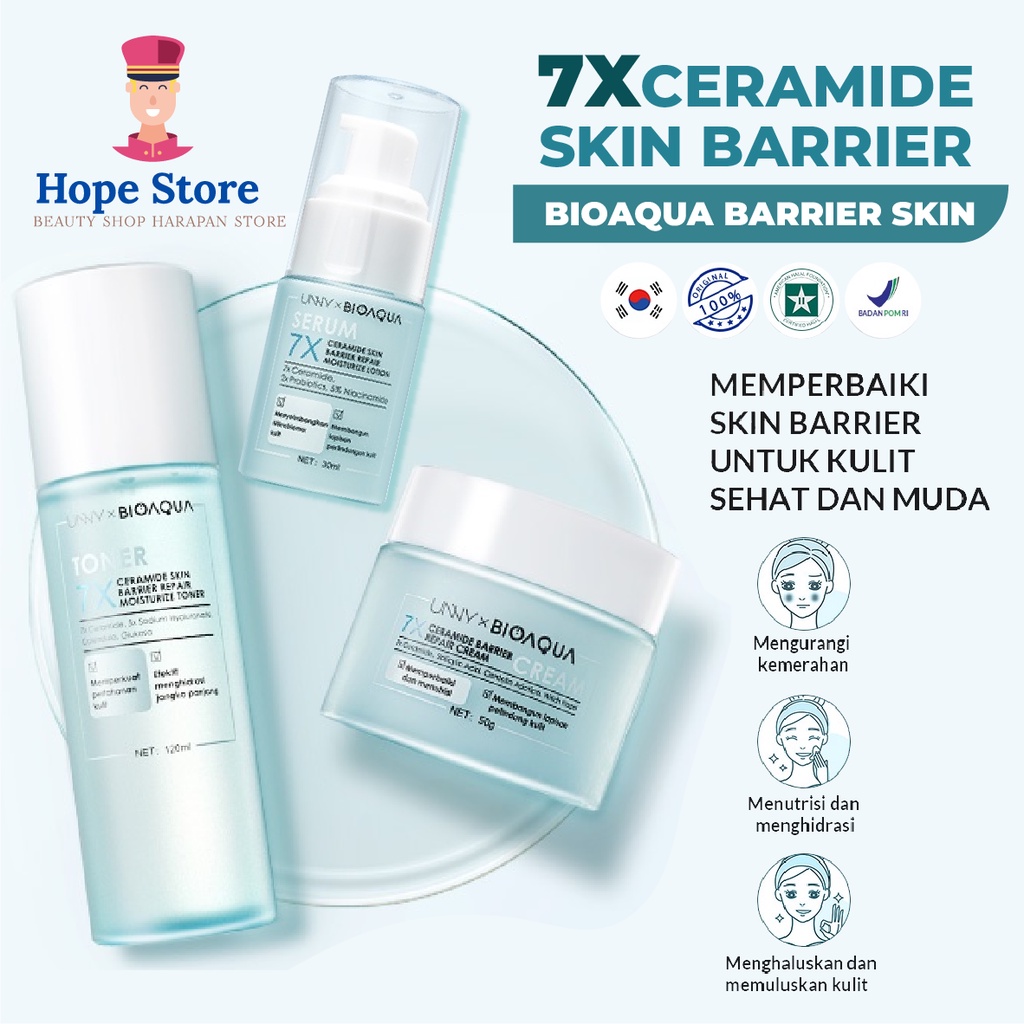 Hope Store - [BPOM] BIOAQUA 7X Ceramide Soothing Toner Skin Barrier Repair Toner 120ml / Cream 50g / Serum 30ml