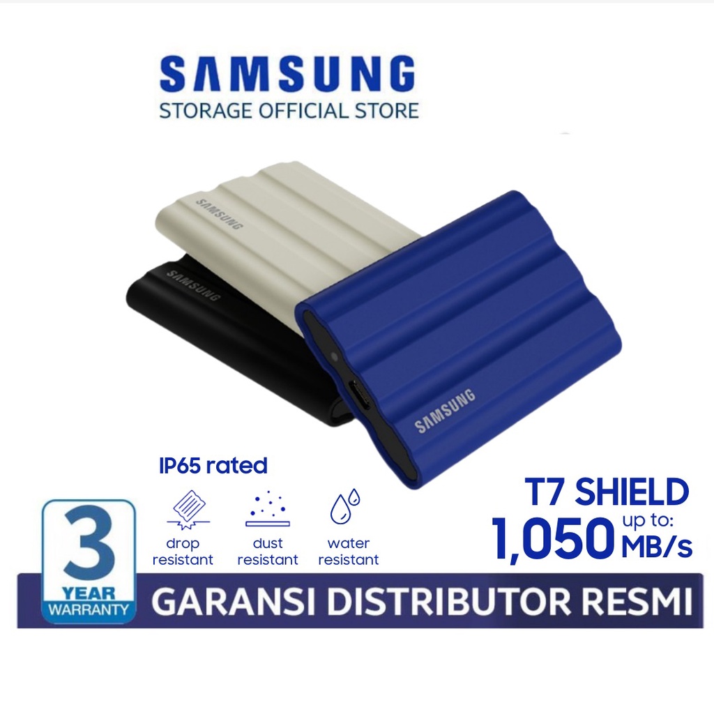 Samsung SSD T7 SHIELD Portable SSD 1TB / 2TB External SSD - Garansi 3 Tahun