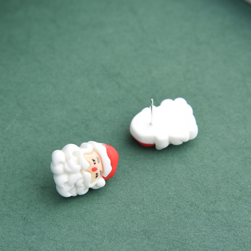 Anting Stud Desain Kartun Snowman Santa Claus Rusa Pohon Natal Bahan Resin Gaya Vintage Untuk Wanita