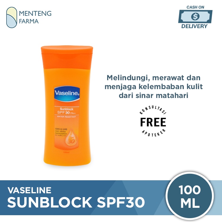 Vaseline Healthy Sunblock Lotion SPF 30 100 ML - Formula Tahan Air, Cepat Meresap, dan Tidak Lengket