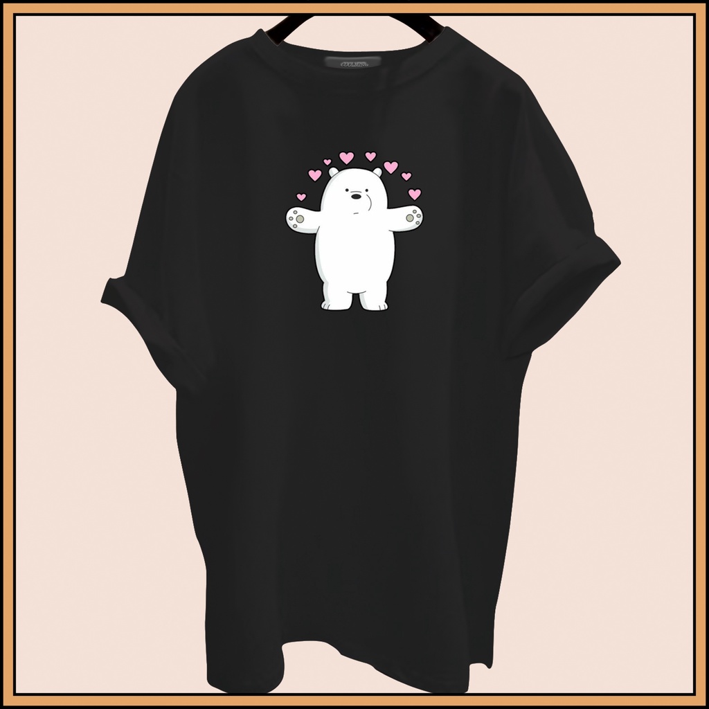 CALVIERO SHOP - BAJU KAOS ATASAN WANITA PRINT BEAR LOVE LOGO GALAXY PRINT