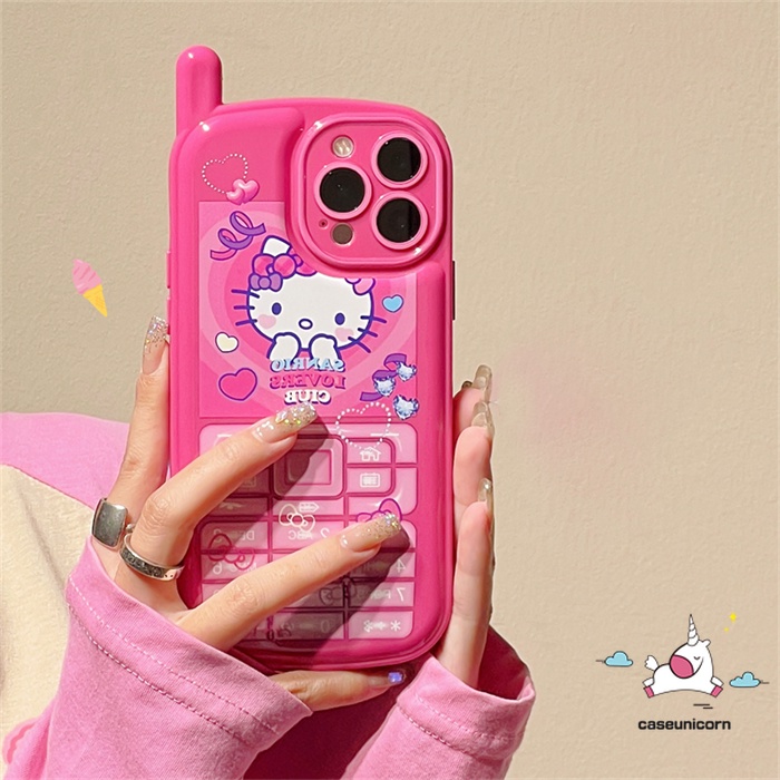 Soft Case Hp Gambar Hello Kitty Model Vintage / Retro Untuk iPhone 11 / 12 / 13 / 14pro MAX / 14 / 7 / 8plus / X / XR / XS MAX