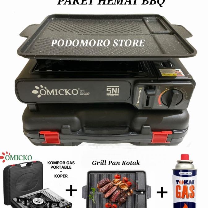 Sale PAKET KOMPOR PORTABLE + ULTRA GRILL + GAS PORTABLE HI-COOK / /PERALATAN MASAK SET/PANCI PRESTO/