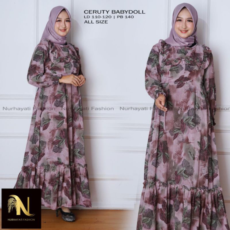 GAMIS PEREMPUAN MUSLIMAH BAHAN CERUTY BABYDOLL RONDOM FULL PURING TERMURAH