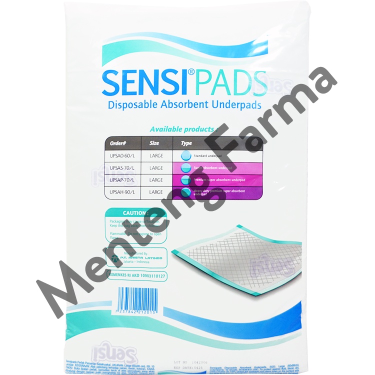 Sensi Pads Underpad Sensi Size L Isi 10 Pcs - Perlak Sekali Pakai