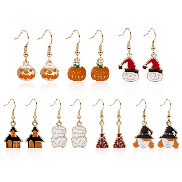 Anting Desain Kepala Labu Halloween Bahan alloy Gaya Eropa Amerika