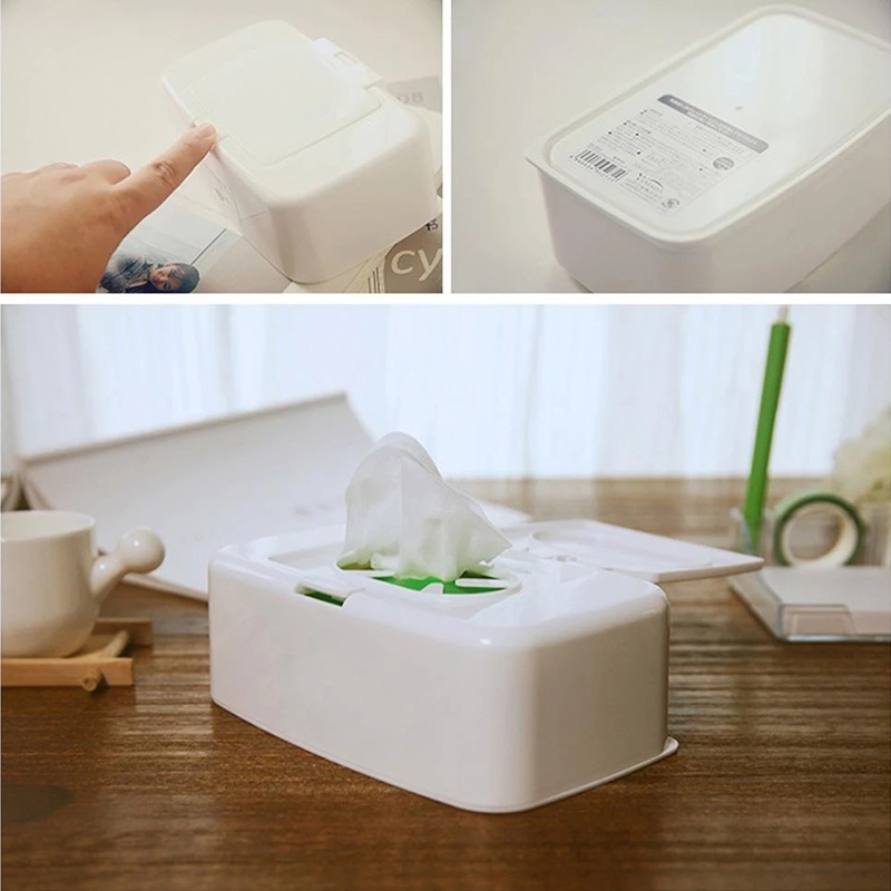 1 Pc Kotak Penyimpanan Tisu Basah Bahan Plastik PP Tahan Debu Dengan Tutup Untuk Desktop Rumah