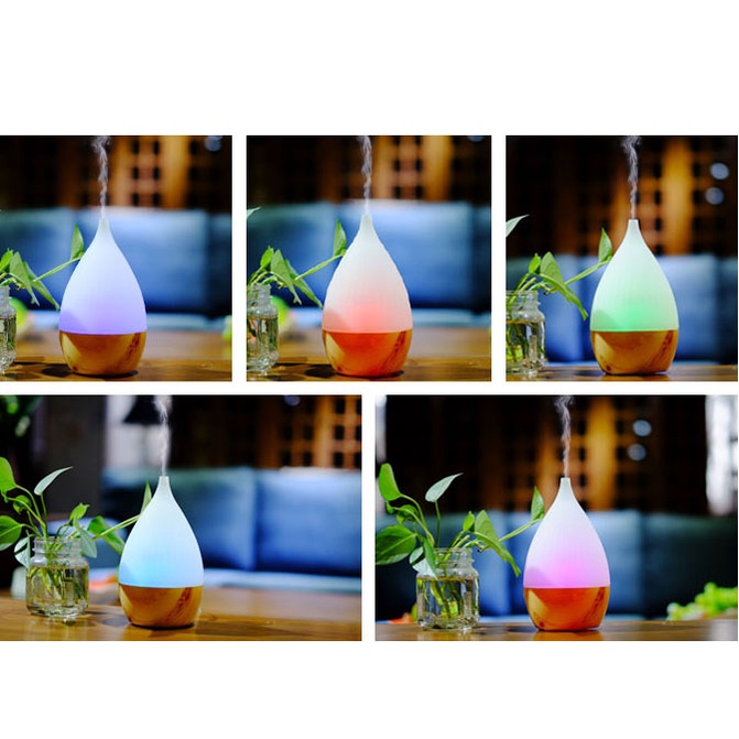 G8UI Funho Air Humidifier Aromatherapy Oil Diffuser Wood Design 150ml With Led Rgb - Aj-509 - White Or-i