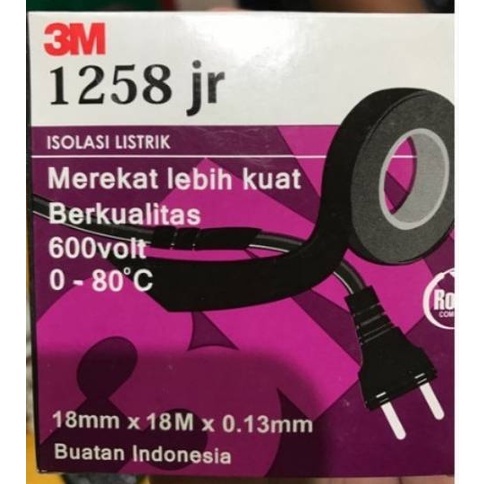 Isolasi Kabel Listrik 3M 1258jr 18mmx18Mx0.13mm