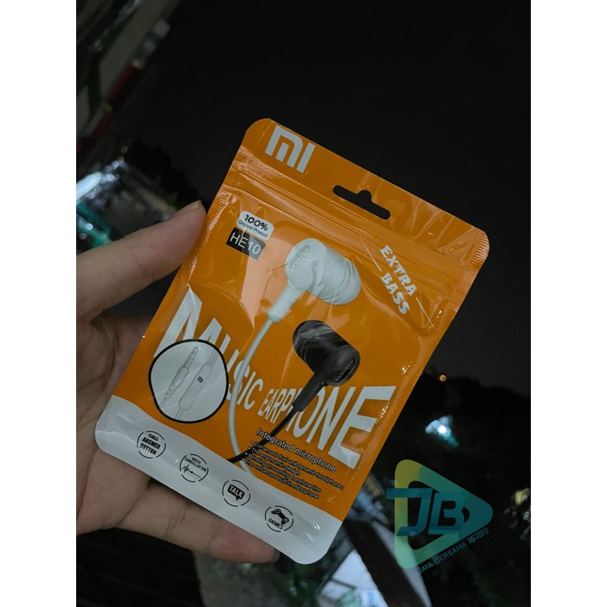 Hf Headset earphone headsfree brand HE10 extra BASS oppo Samsung vivo xiaomi realme + MIC bisa telepon an suaranya mantap JB5959