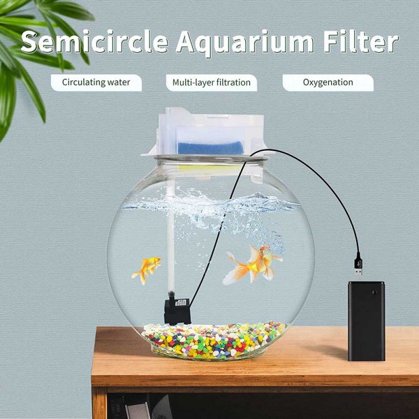 Jual Filter Aquarium Bulat Fish Bowl 3 Stage Sponge Semi circular