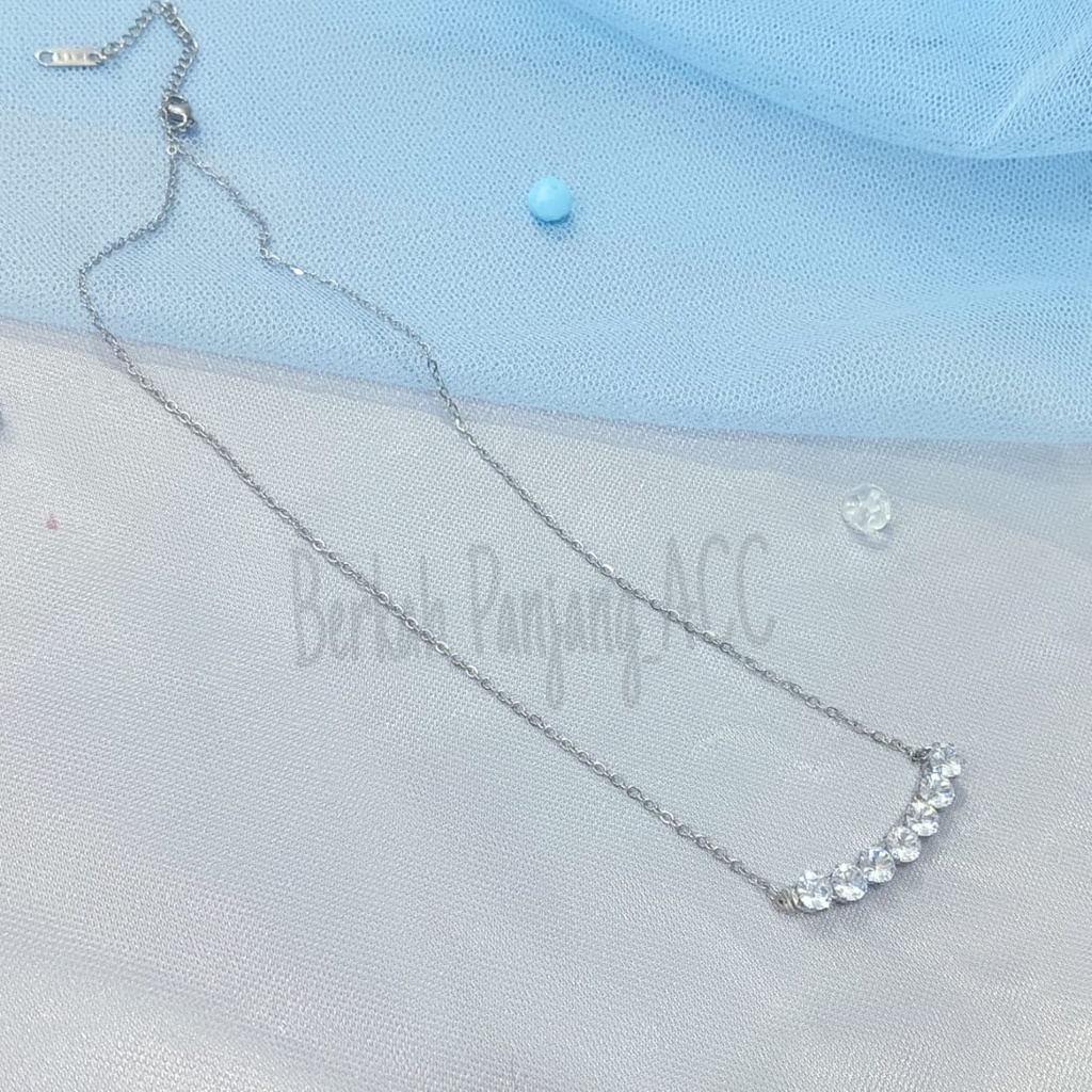 KALUNG TITANIUM  DIAMOND 07 PERMATA perhiasan super berkelas fashion korea anti karat dan anti luntur