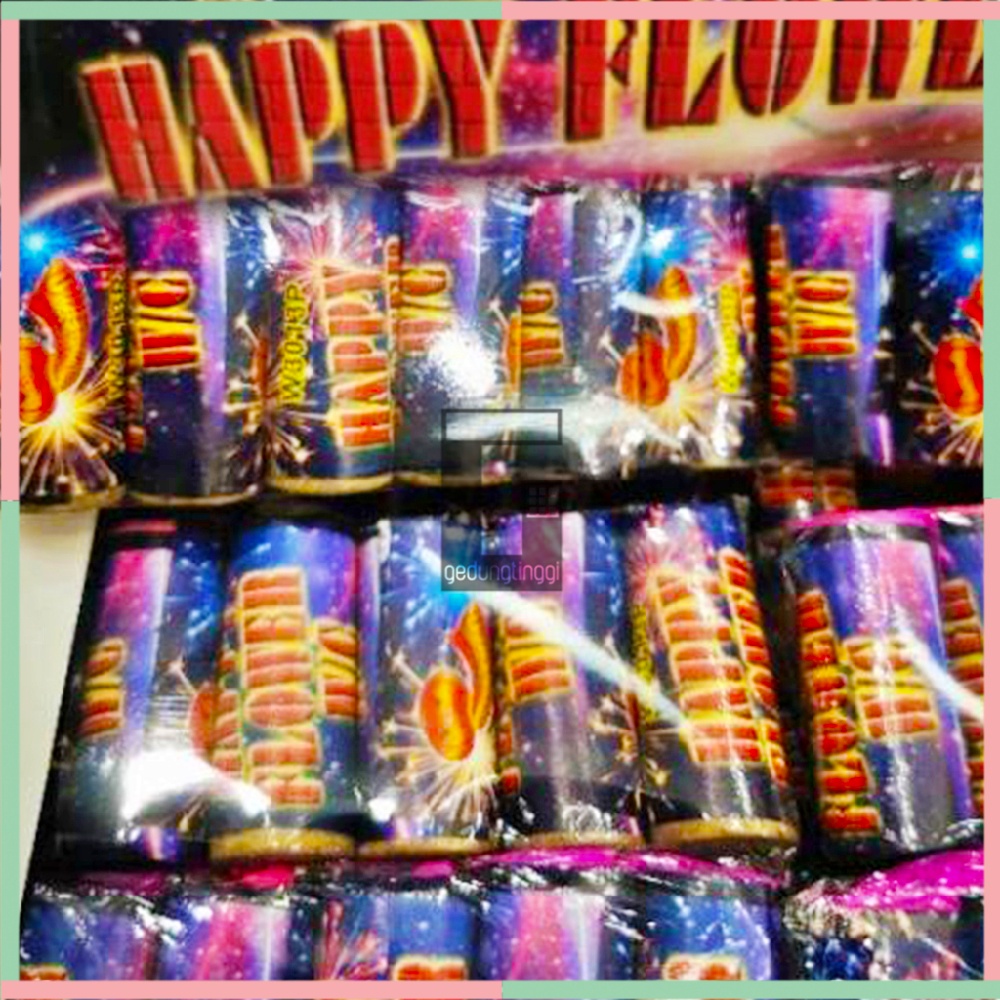 Kembang Api Petasan Happy Hapy Flower Disko Disco Asap Pretek Air Mancur Roman CandleTanpa Kawat Firework Super Jumbo Panjang Banting Pecah Warna Warni Natal Lebaran Imlek Sincia Cap Go Meh Tahun Baru Happy New Year Anak Kecil 1 Kotak Box Pack Pak Murah