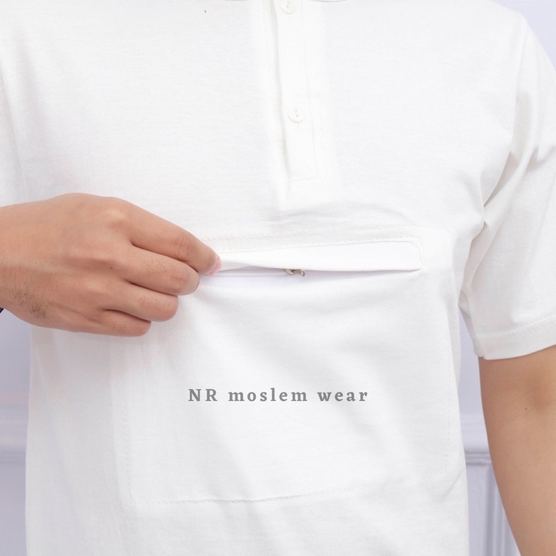 KAOS HAJI UMROH / KAOS PUTIH BERKANCING / PERLENGKAPAN HAJI UMROH - OBLONG KANCING kode OBK