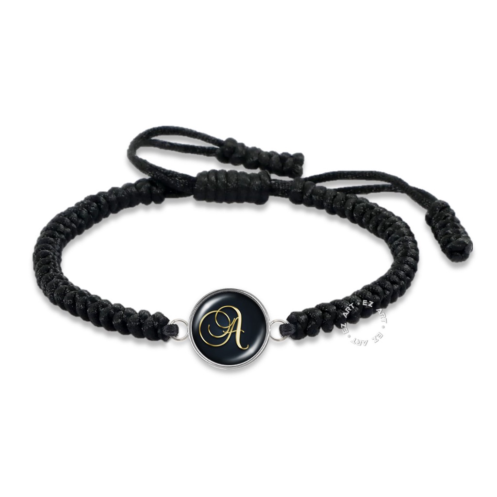 GELANG KEPANG HANDMADE TALI SATIN CINA KACA BULAT CUSTOM FREE REQUEST INISIAL NAMA GAMBAR HURUF FOTO UNTUK WANITA PRIA