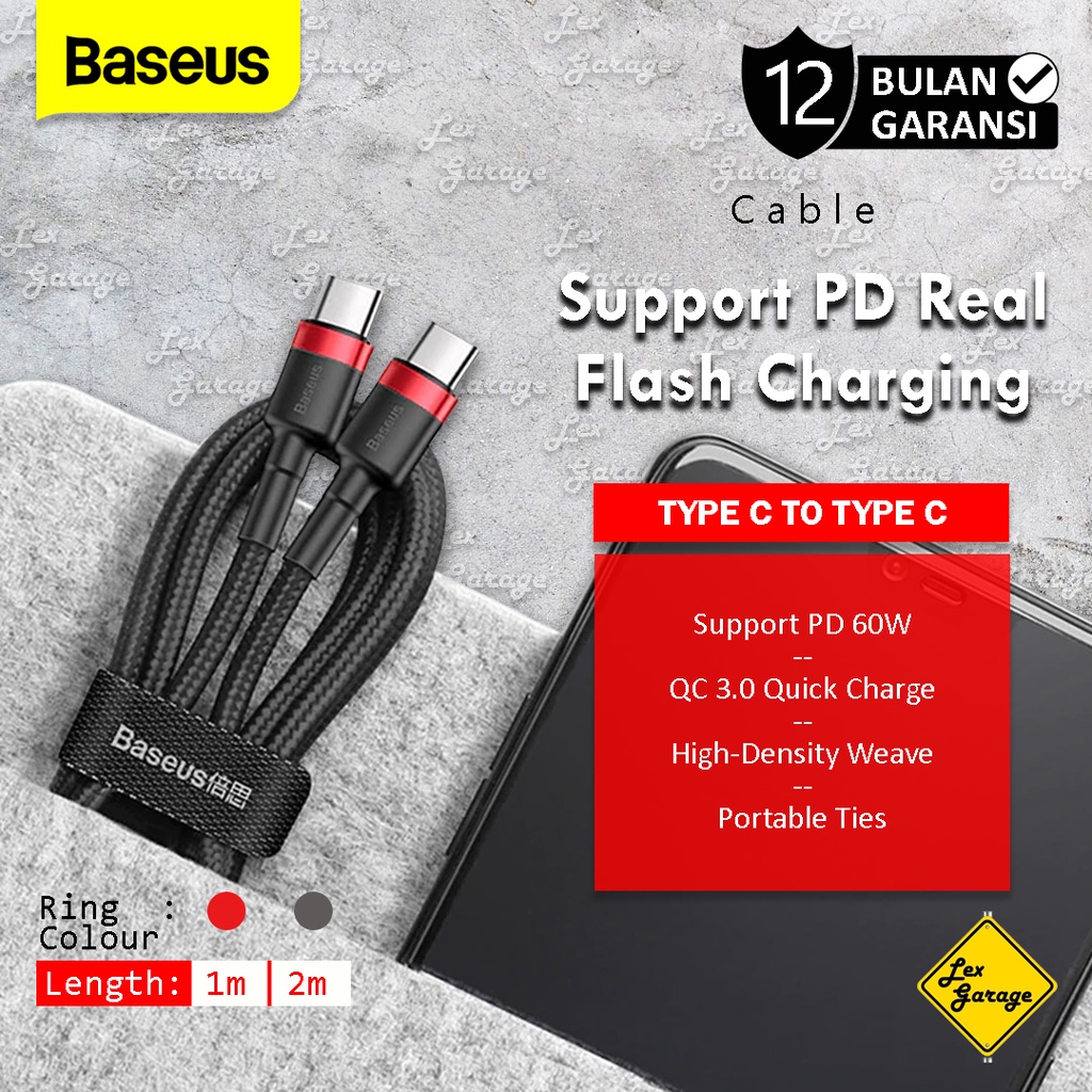 Kabel Data USB Type C to Type C Baseus Kevlar Cable PD 2.0 60W QC 3.0