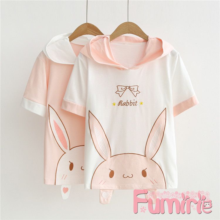 【Fumirie】Ready Kaos Hoodie Jepang Korea Unik Lucu Kucing Kelinci Sailor Seifuku Kawaii Kaos Couple Unisex Kaos Tshirt Kekinian