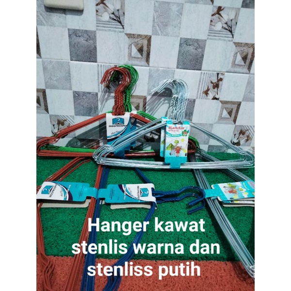Hanger kawat pakaian Gantungan pakaian stenlis warna dan stenlis putih