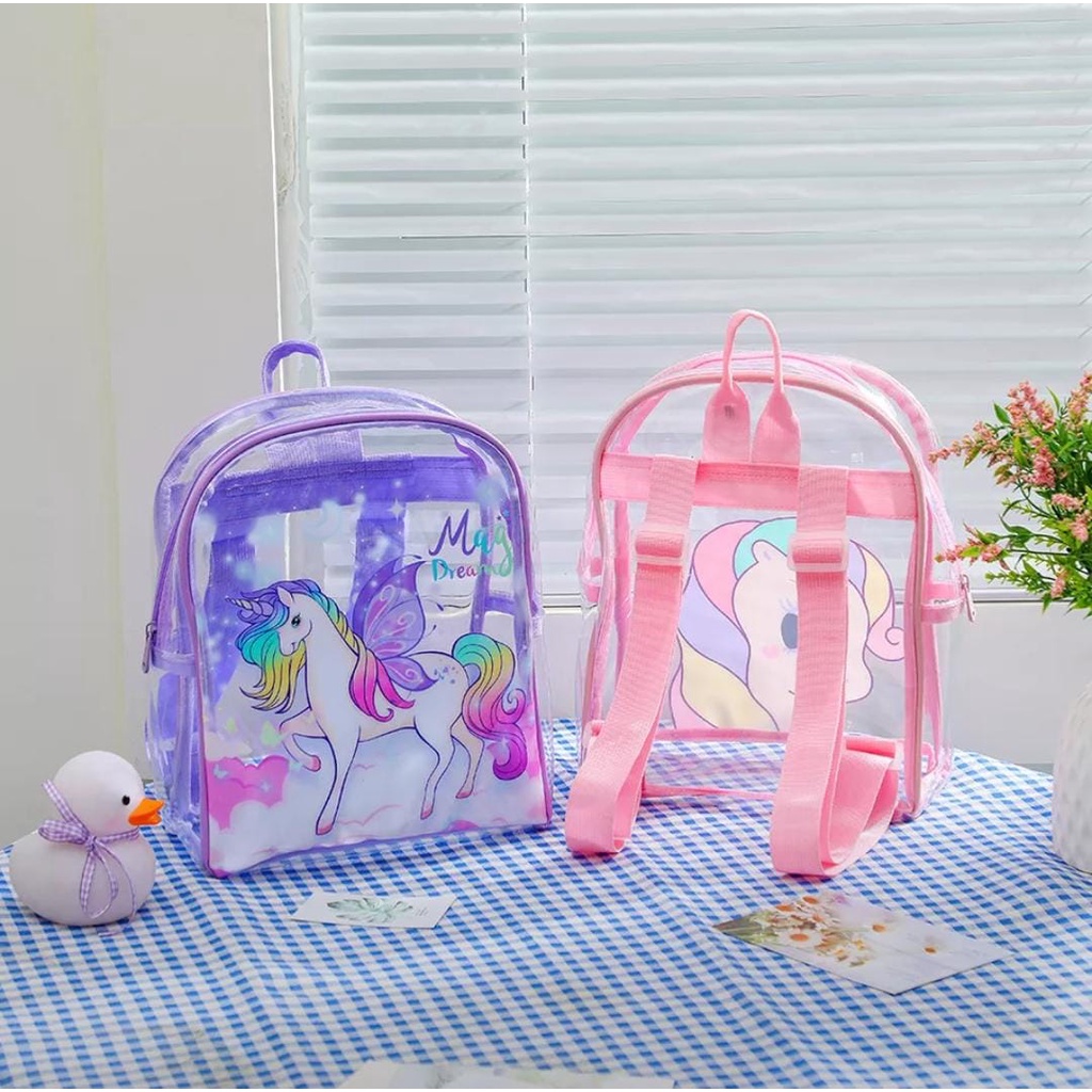 Tas Ransel Anak Transparan - Ransel Anak Prempuan Imut kartun - Tas Sekolah Putri Taman Kanak-Kanak