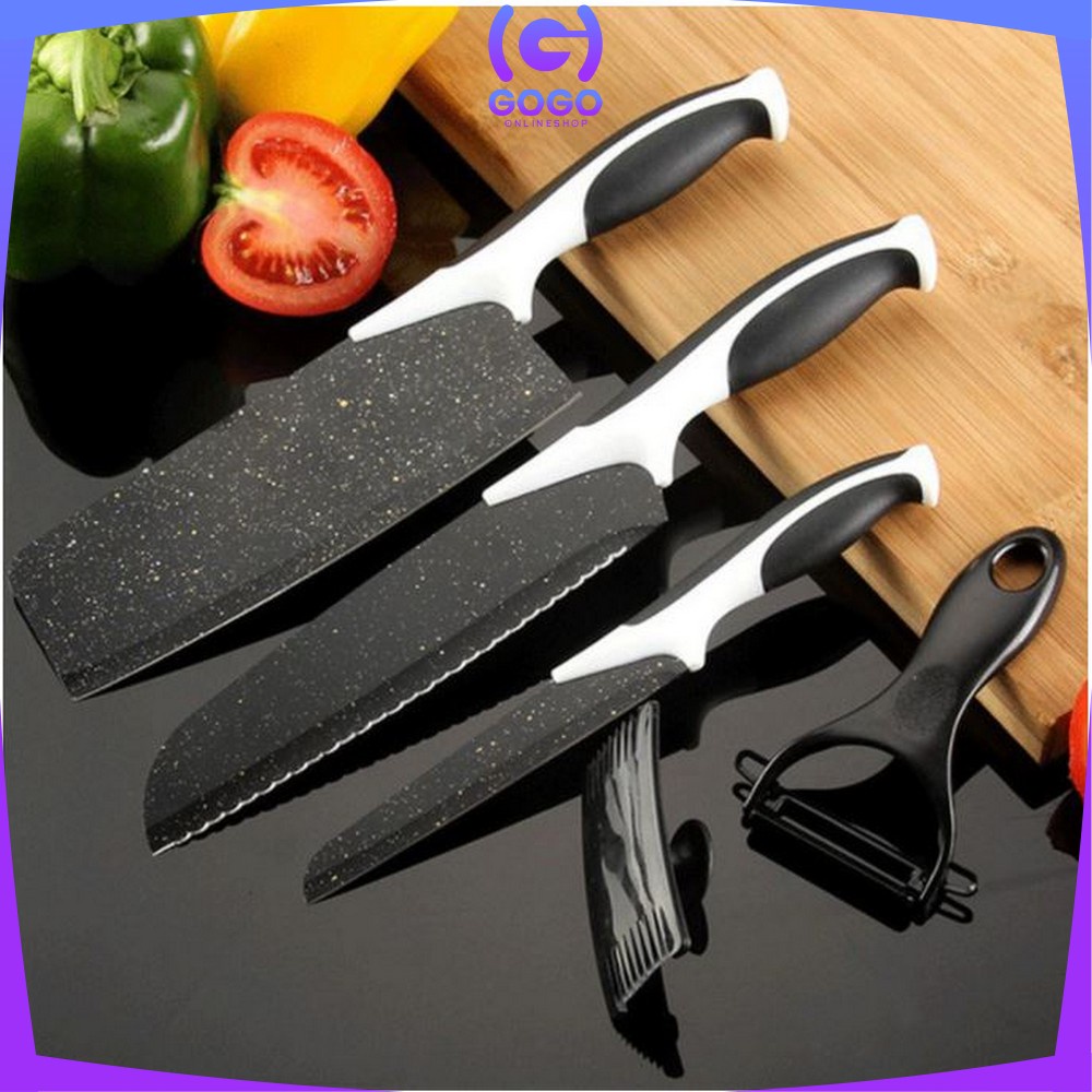 GOGO-C443 Pisau Dapur Set 5in1 Multifungsi / Pisau Keramik Serbaguna Pengupas Buah Dan Sayur Kitchen Knife Set Ceramik Peeler