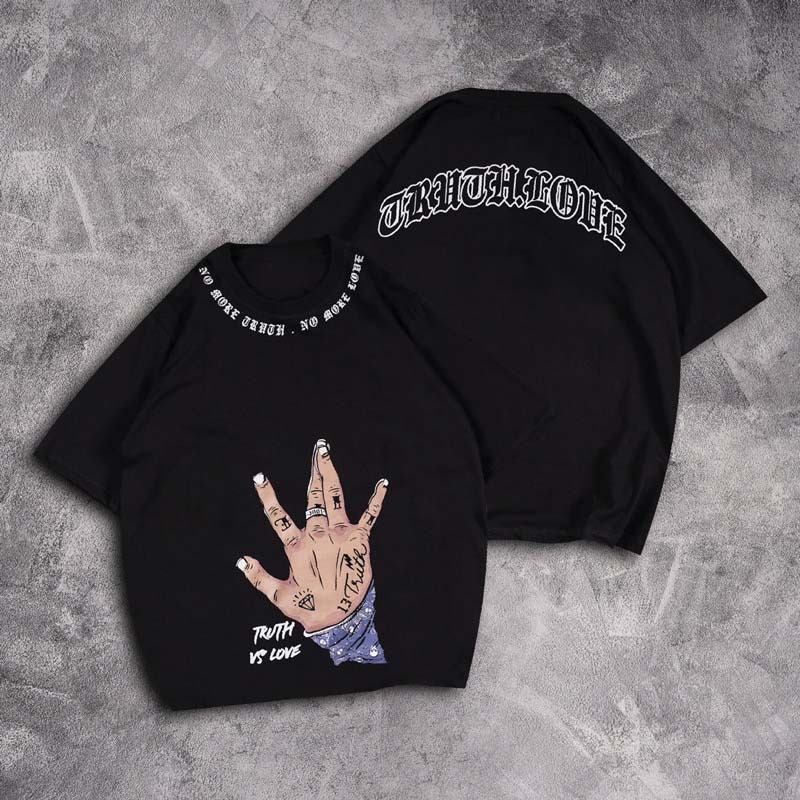 GSC - Baju KAOS OVERSIZE TRUTH VS LOVE / Kaos Oversize terbaru-hitam