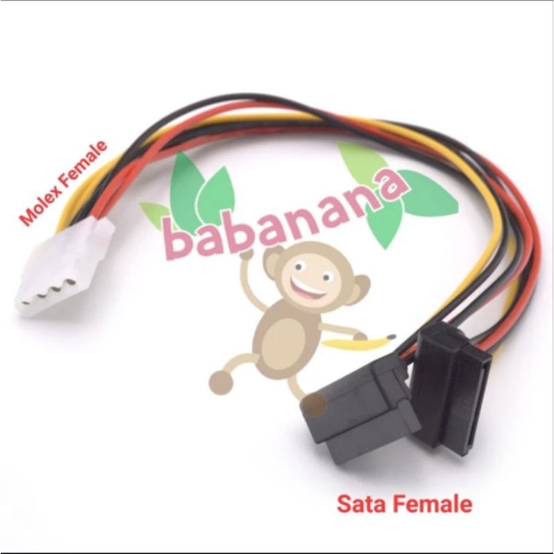 Kabel Molex Female to Dual Sata Siku Power Splitter HDD Cable Cabang