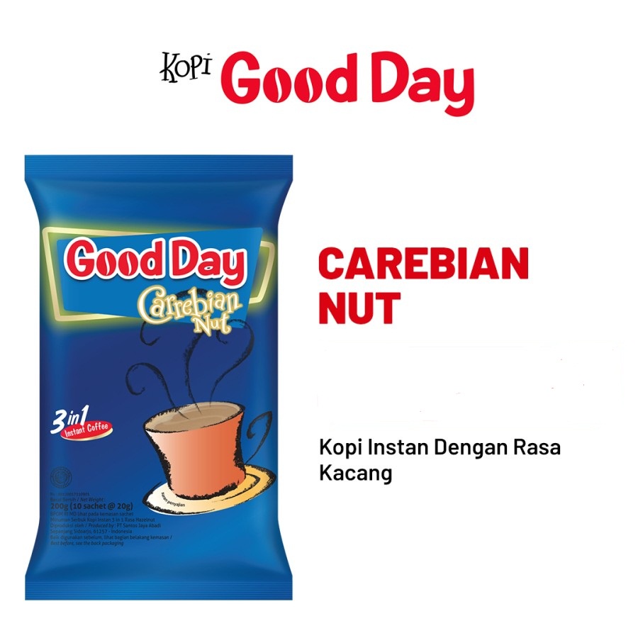 KOPI INSTAN 3-IN-1 GOOD DAY CARRIBEAN NUT 20GR SACHET