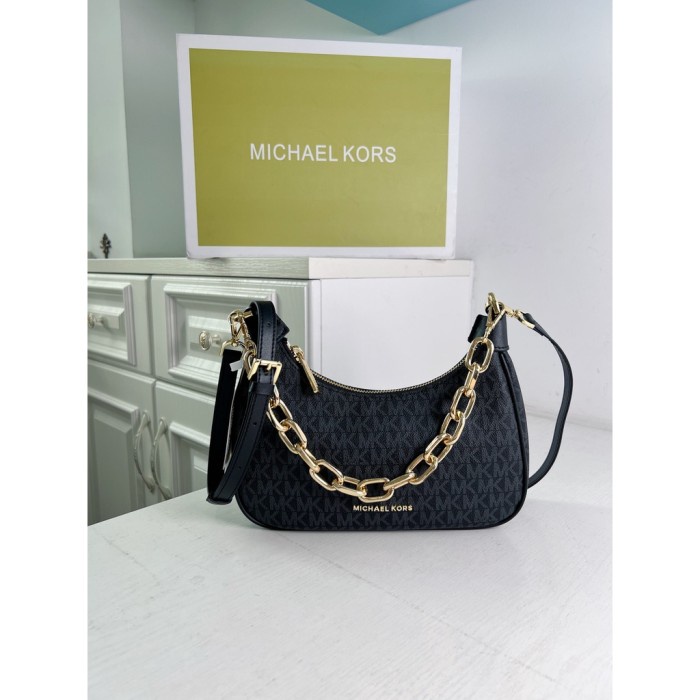 Michael Kors Cora Leather Large Zip Pouchette - pure black