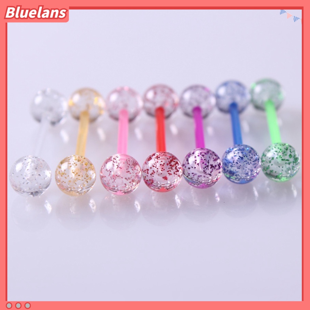 Bluelans 8Pcs Unisex Sequin Nipple Tongue Bars Barbells Rings Body Piercing Stud Jewelry