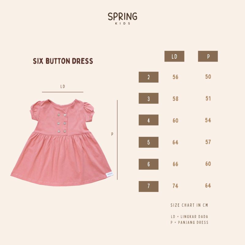 SPRING KIDS - SIX BUTTON DRESS - DRESS ANAK PEREMPUAN - DRESS ANAK - DRESS BAYI