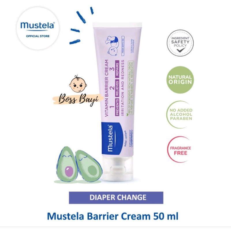 MUSTELA - Barrier Cream 50ml atau 100ml / Diaper Cream / Krim Ruam Popok Bayi