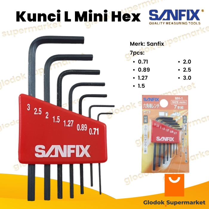 Kunci L Mini Hex Sanfix 7pcs MH-1 Hexagonal MH1