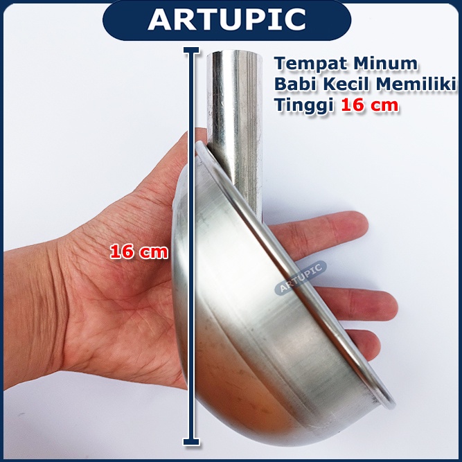 Tempat Minum Babi KECIL Piglet Nipple Nipel Nepel Mangkok Minum Anak Babi Stainless Steel Drinking Bowl Artupic