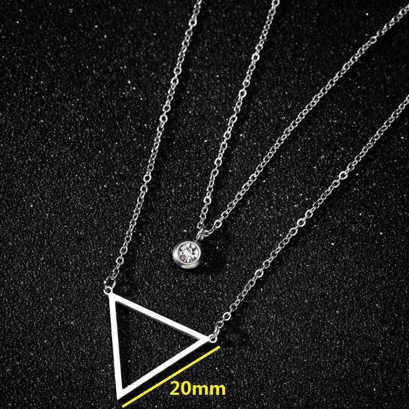 Kalung Rantai Liontin Geometris Segitiga Bulat Bintang Hati Aksen Berlian Gaya Jepang Korea Untuk Wanita