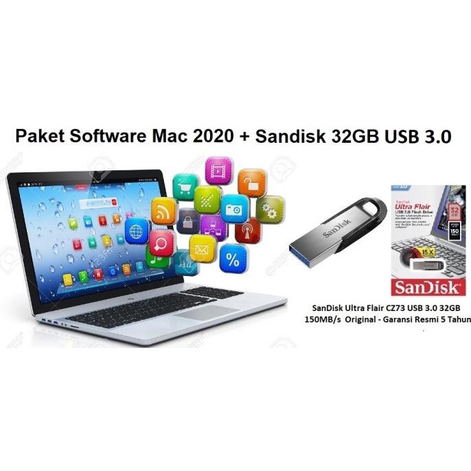 [Promo] Paket Software Aplikasi Macos Terbaru 2020 +Flashdisk Sandisk 32Gb Ori