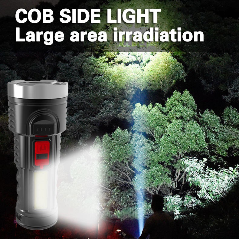 Senter USB rechargeable torch flashlight led COB L-830/L-822-6