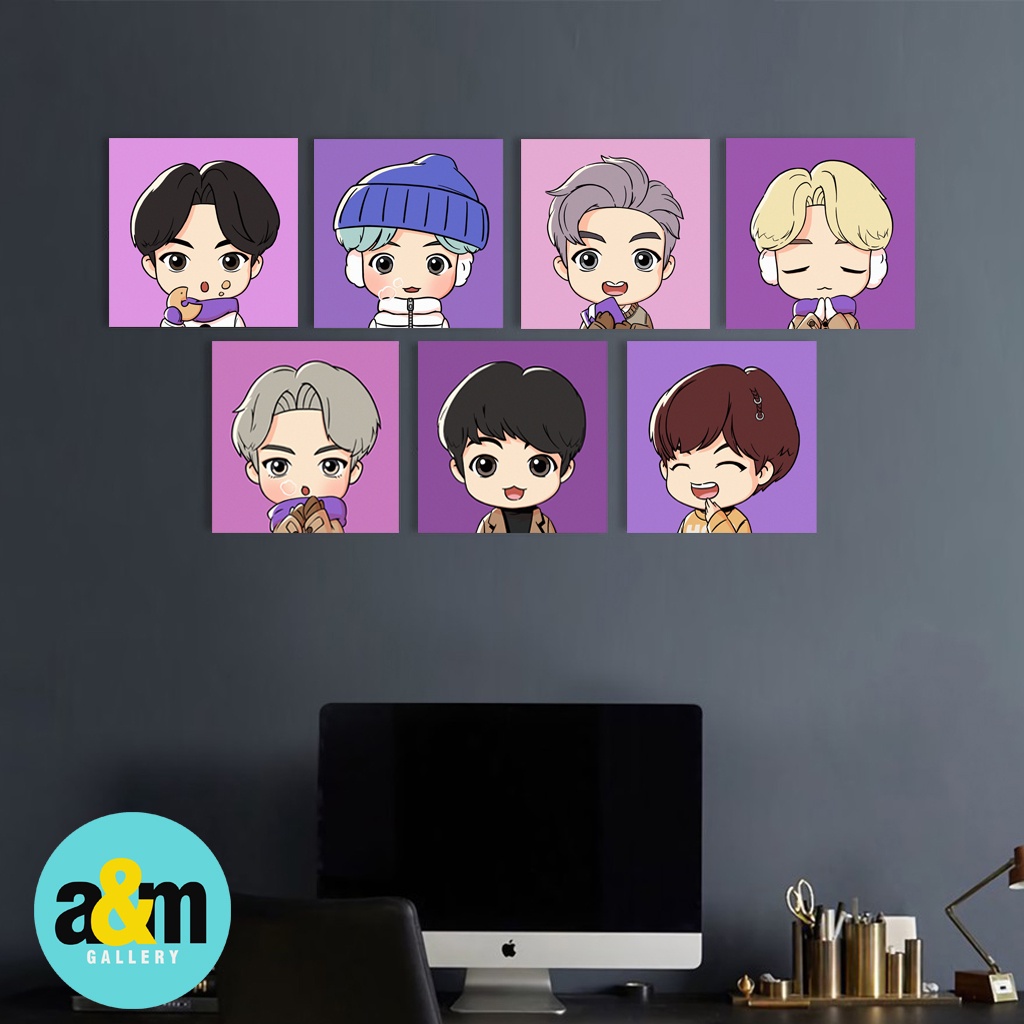 Poster Kayu TINYTAN BTS CUTE Ukuran 20 x 20 cm I Hiasan Dinding Dekorasi Kamar I Poster Kayu K-POP Dekorasi Kamar - A&amp;M