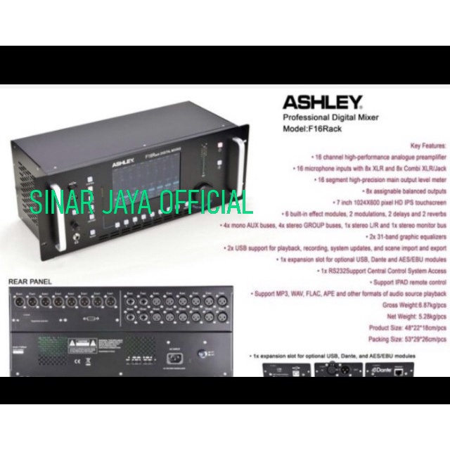 Digital Mixer Ashley F16RACK Original 16 Channel Ashley F16 Rack