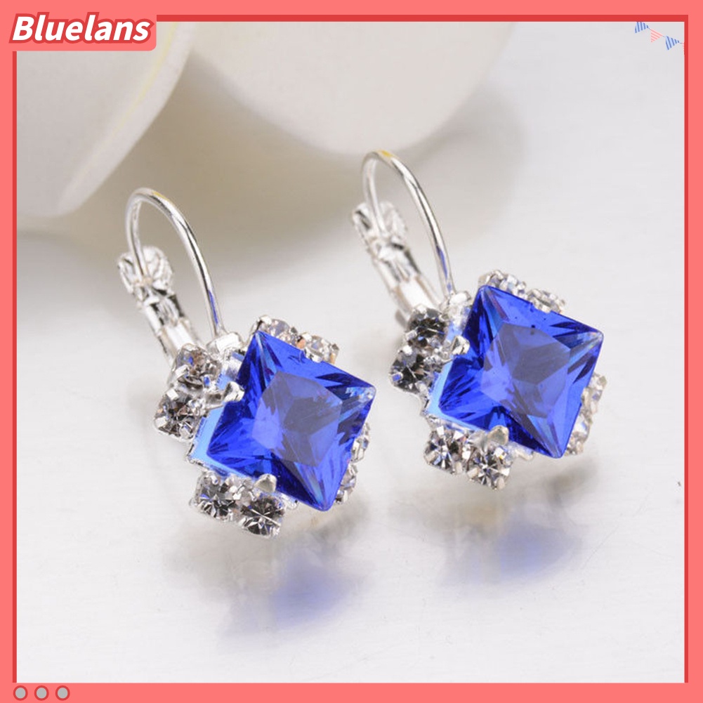 Bluelans Women Fashion Shiny Rhinestone Leverback Earrings Engagement Wedding Jewelry