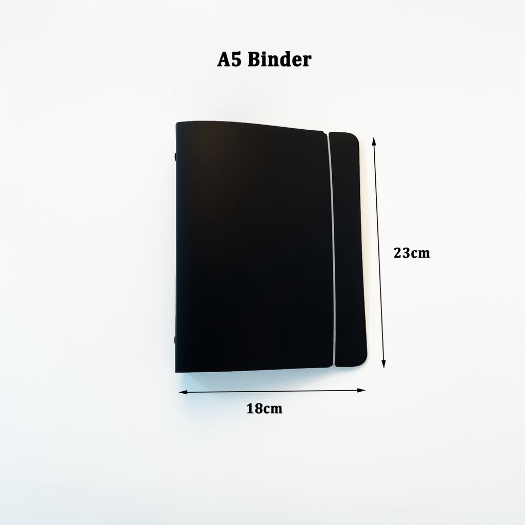 A4/a5 Binder Black Cover Collect Buku Matte Cover 6lubang Loose Leaf Album Foto